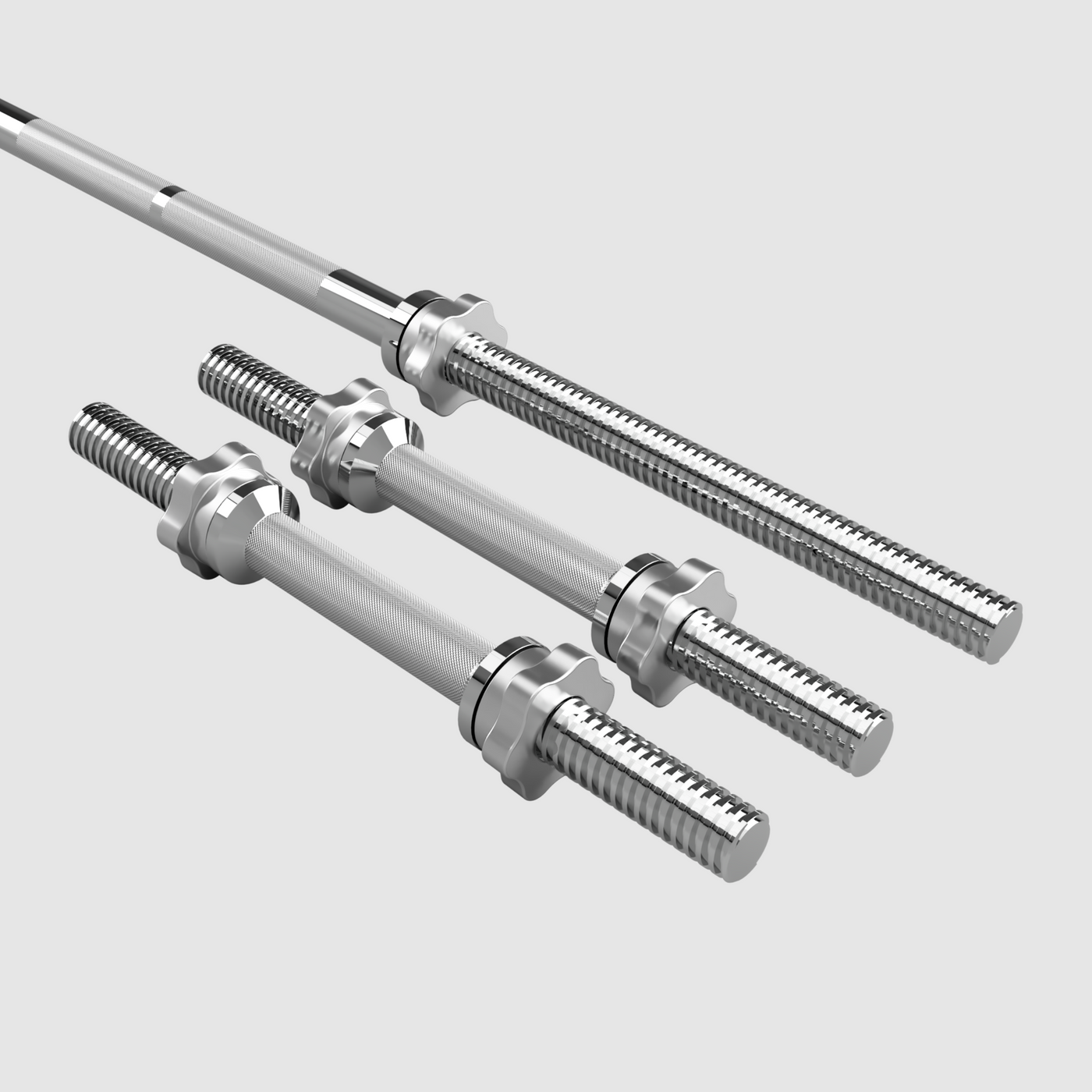 CHROME THREADED BAR, DUMBBELL HANDLE, & COLLAR FOR 110 LB SET