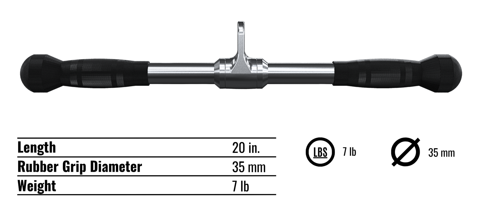 20” Multi-Purpose Deluxe Straight Bar with Rubber Grips – Troy