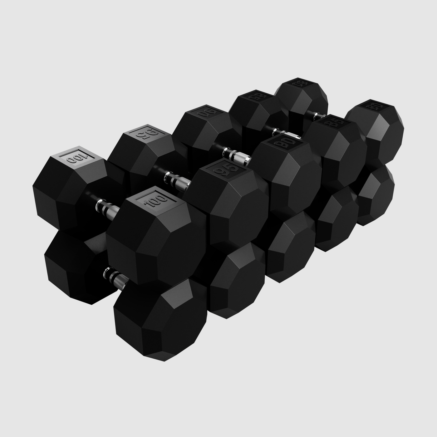 8-SIDED RUBBER ENCASED DUMBBELL SET 80 LB - 100 LB