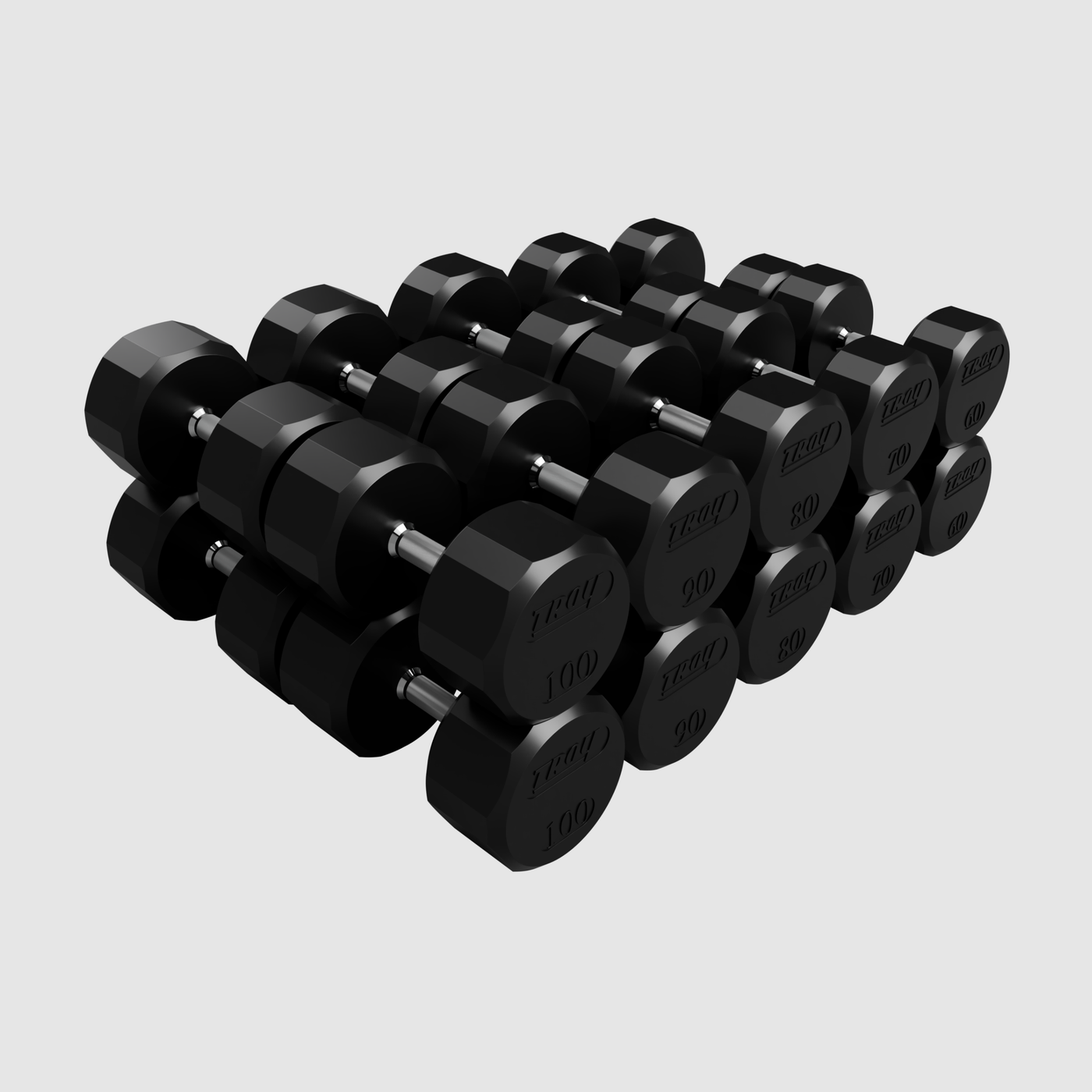 12 Sided Rubber Dumbbell