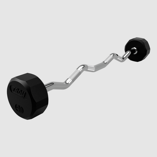40 Lb Rubber Fixed Barbell – Pre-Loaded Weight Straight Bar For Weightlifting