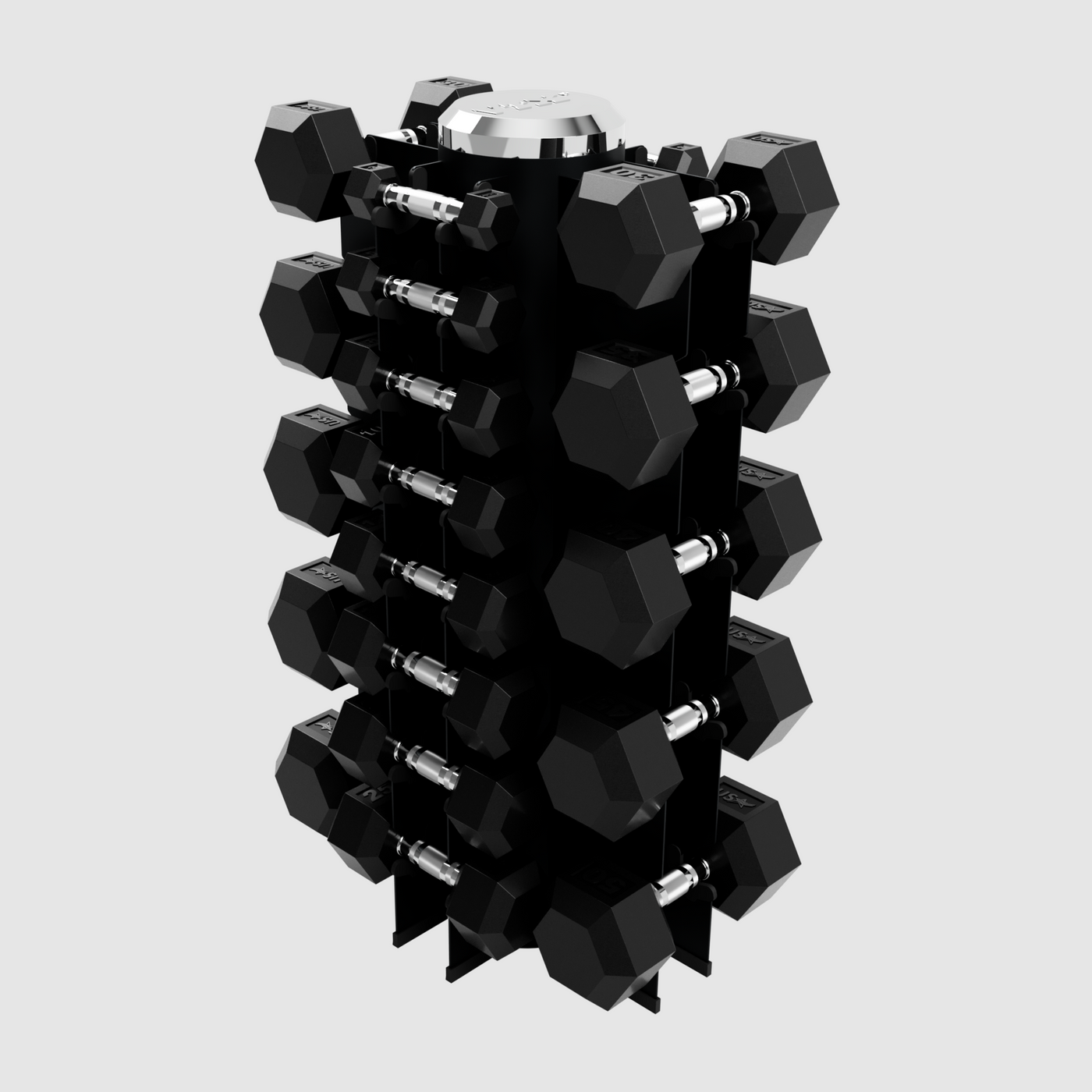 USA RUBBER HEX DUMBBELLS "13-PAIR VERTICAL RACK" PACK