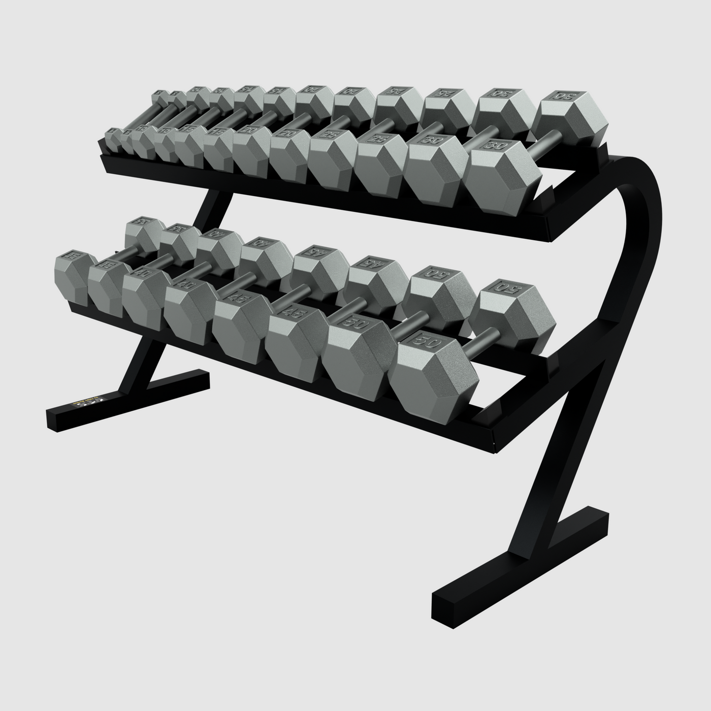 USA IRON HEX DUMBBELLS "10-PAIR HORIZONTAL RACK" PACK