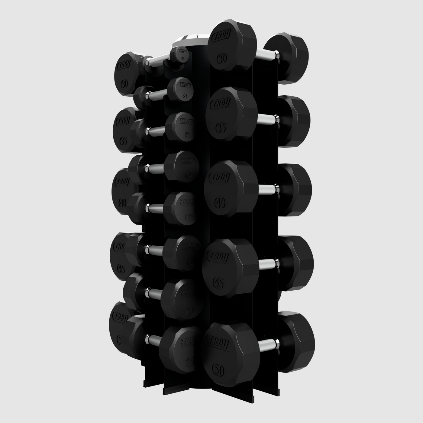 Troy Rubber Dumbbells "13-Pair Vertical Rack" Pack